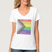プログレッシブレインボーフラグLGBTゲイスクリプト Tシャツ (正面)