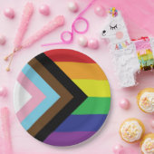 プログレッシブLGBTQIAフラグ ペーパープレート (パーティー)