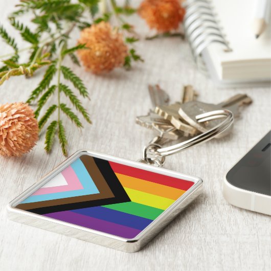 プログレッシブLGBTQIA国旗 キーホルダー (側面)