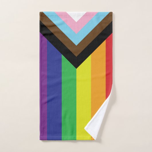 プログレッシブLGBTQIA国旗 ハンドタオル (ハンドタオル)