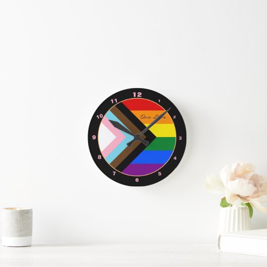 プログレモダングレインボー国旗のデザイン,プライド/ LGBTQ ラウンド壁時計 (ホーム)