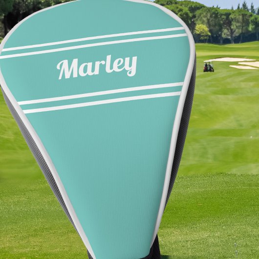 プロゴルファーモダンスポーツプロモノグラム名ティール（緑がかった色）グリーン ゴルフヘッドカバー