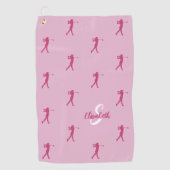 プロゴルファーモノグラムの名プロスポーツ用具ピンク ゴルフタオル (正面)