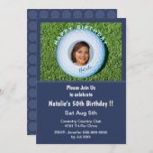 プロゴルファー写真署名入りゴルフボール50誕生日 招待状 (正面/裏面)