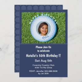 プロゴルファー写真署名入りゴルフボール50誕生日 招待状