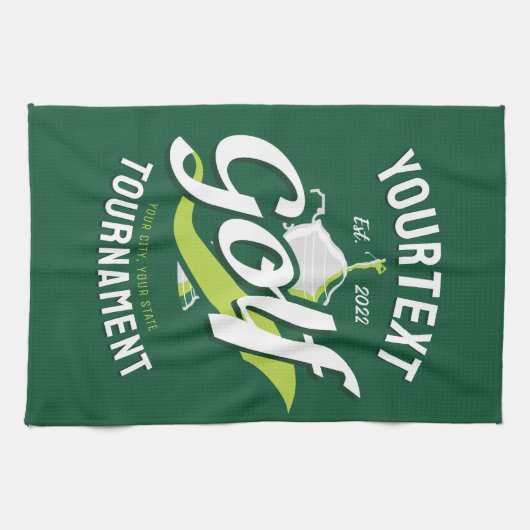 プロゴルファーNAMEゴルフトロフィー大会ゴルフ キッチンタオル (横)