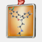プロザック。 抗鬱剤の分子モデル メタルオーナメント (左)