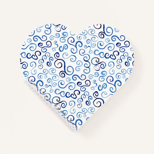 プロシお洒落アンブルー水彩曲線ノートブック ノートブック (正面)