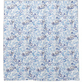 プロシお洒落アンブルー絵を描カーブ シャワーカーテン (正面)