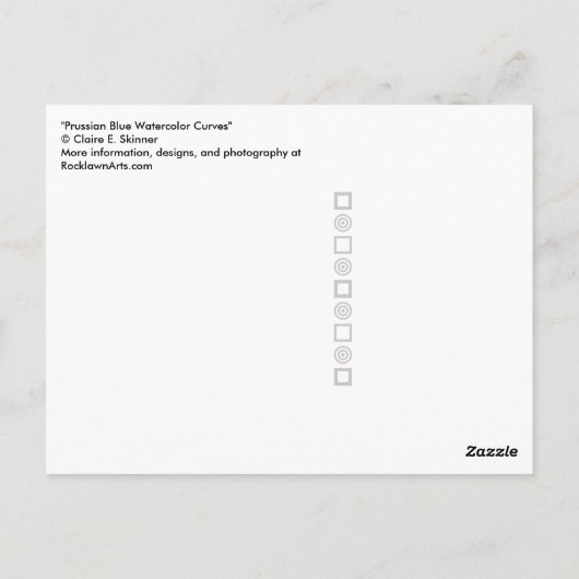 プロシアの青い水彩曲線はがき ポストカード (裏面)