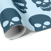プロシアブルーオンブルー淡い色のスカル ラッピングペーパー (ロールコーナー)