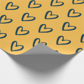 プロシアンブルーオンイエローハンドハート ラッピングペーパー (角)