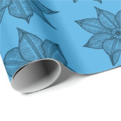 プロシアンブルーオンブルースケッチーフラワーズ ラッピングペーパー (ロールコーナー)