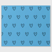 プロシアンブルーオンブルーハンド描画ハート ラッピングペーパー (フラット)