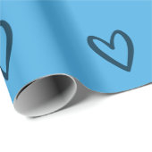 プロシアンブルーオンブルーハンド描画ハート ラッピングペーパー (ロールコーナー)