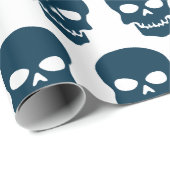 プロシアンブルーオンホワイトスカル ラッピングペーパー (ロールコーナー)