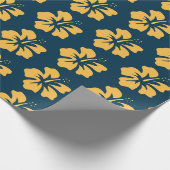 プロシアンブルーハイビスカスの黄色 ラッピングペーパー (角)