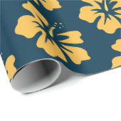 プロシアンブルーハイビスカスの黄色 ラッピングペーパー (ロールコーナー)