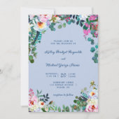 プロシアンブルー & ペリウィンクル ボホ パラダイス フラワーズ 招待状 (正面)