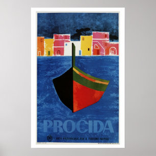 プロシダナポリItaly retro vintage travel ad ポスター