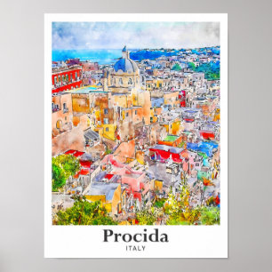 プロシーダイタリア旅行水の色のスケッチ手描き ポスター