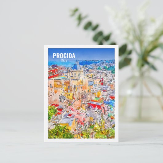 プロシーダイタリア有名な旅行水の色のスケッチ ポストカード (スタンド正面)