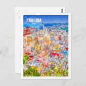プロシーダイタリア有名な旅行水の色のスケッチ ポストカード (正面/裏面)