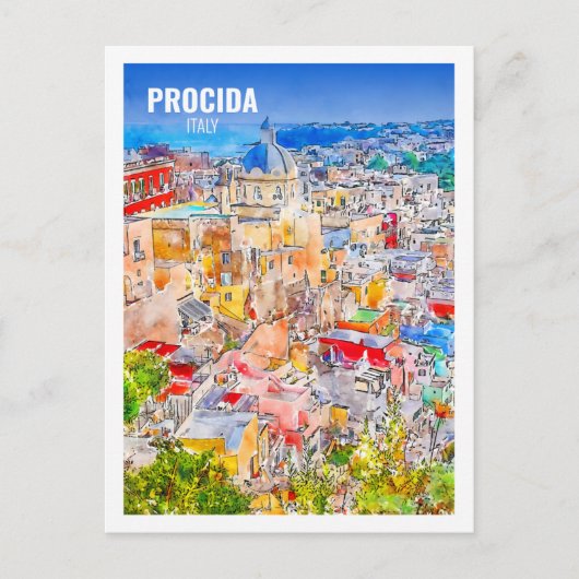 プロシーダイタリア有名な旅行水の色のスケッチ ポストカード (正面)