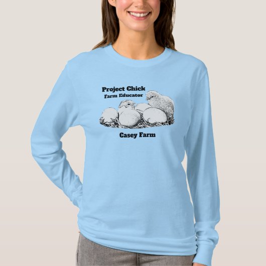 プロジェクトのひよこver.1の長袖の暗いロゴ tシャツ (正面)