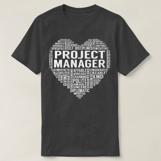 プロジェクトマネージャのハート Tシャツ (デザイン正面)