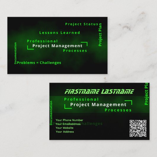 プロジェクト管理ビジネスソリューションの専門用語 名刺 (正面/裏面)