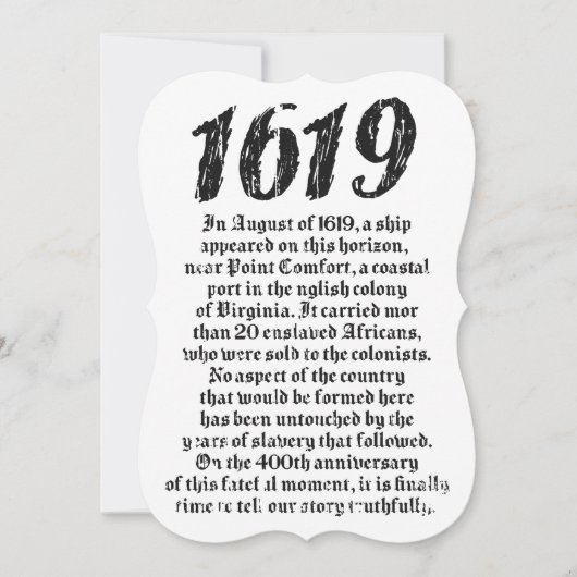 プロジェクト1619確立されたアメリカブラックの歴史 招待状 (正面)