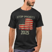プロジェクト2025を阻止せよ 2024トランプ アメリカ国旗 Tシャツ (正面)