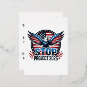 プロジェストップクト2025 – 民主主義を守る – 青に投票 箔シーズンポストカード (正面/裏面)