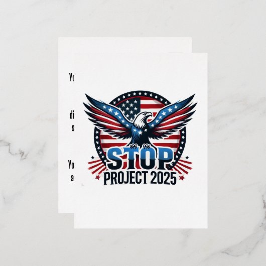 プロジェストップクト2025 – 民主主義を守る – 青に投票 箔シーズンポストカード (正面/裏面)