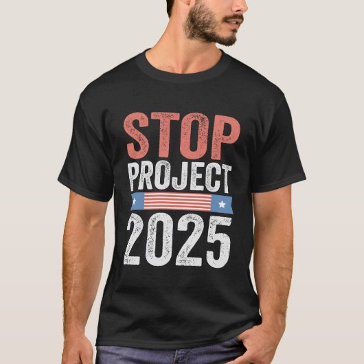 プロジストップェクト2025トランプ米国人パトロティック Tシャツ (正面)