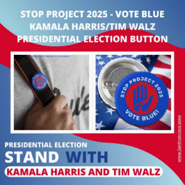 プロジストップェクト2025 Vote Blue Kamala Harris/Tim Walz 缶バッジ