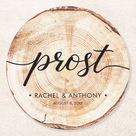 プロスト結婚ドイツの木目丸カスタム ラウンドペーパーコースター (正面)