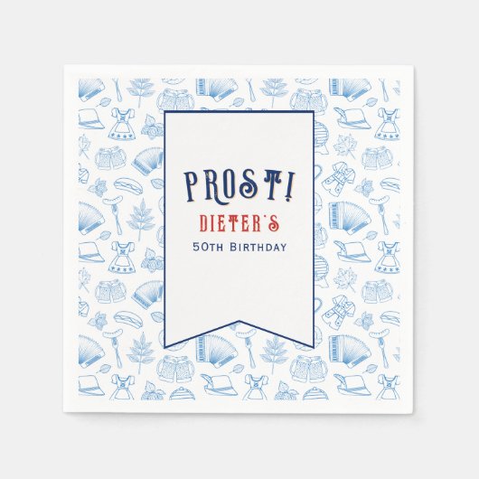 プロスト！ビールアンドウィナーシュニッツェルドイツ誕生日 スタンダードカクテルナプキン (正面)