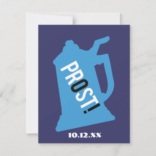 プロスト 80歳の誕生日パーティー招待状 青と黒 招待状 (正面)