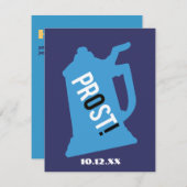 プロスト 80歳の誕生日パーティー招待状 青と黒 招待状 (正面/裏面)