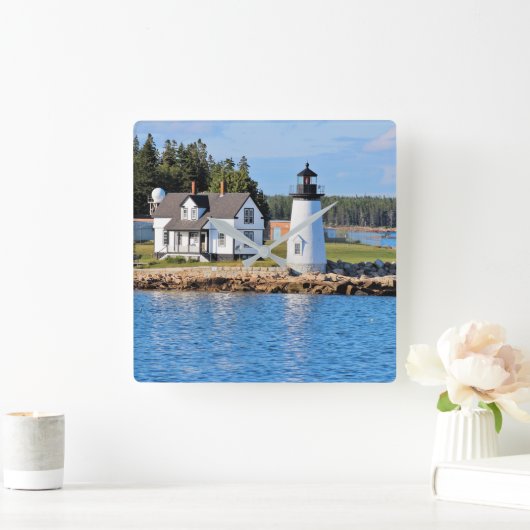 プロスペクトハーバーライトハウスメインポストカード スクエア壁時計 (ホーム)