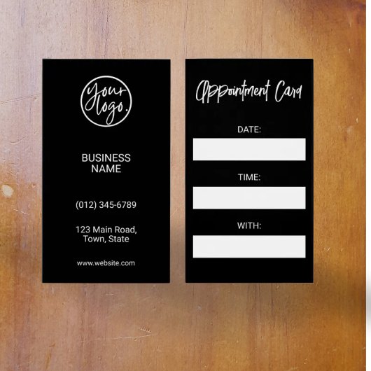 プロスペシャルブラックロゴ垂直アポイントメントカード