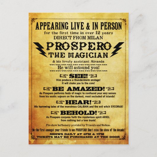 プロスペロウ!シェークスピアのマジシャン葉書 ポストカード (正面)