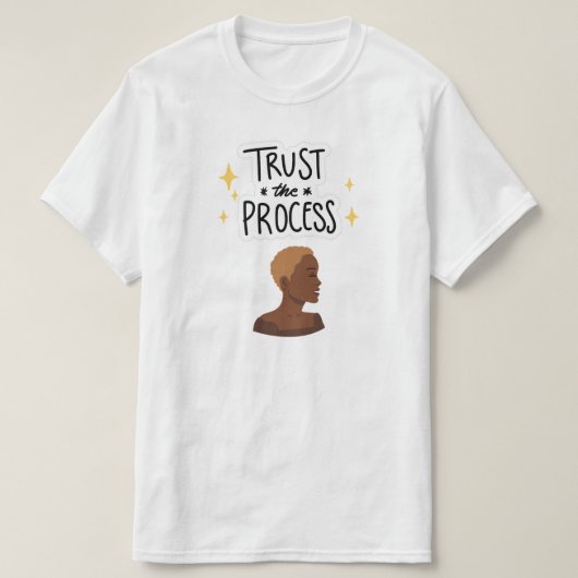 "プロセスを信じて" ナチュラルヘアカット Tシャツ (デザイン正面)