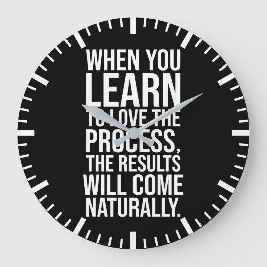 プロセスを愛する – 成功ハッスルジムやる気を起こさせる ラージ壁時計 (正面)