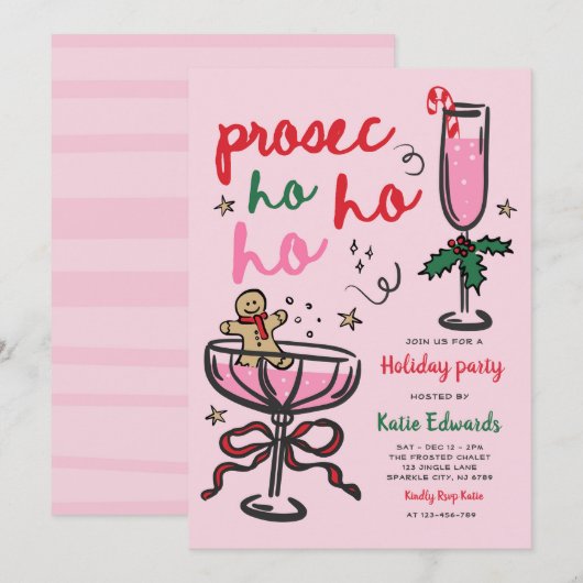 プロセック・ホー・ホー・ホー クリスマスパーティ 招待状 (正面/裏面)