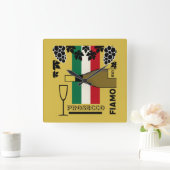 プロセッコきらめくワイン スクエア壁時計 (ホーム)