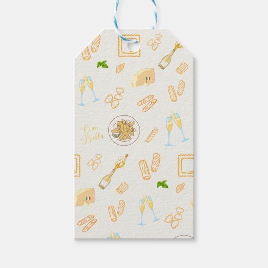 プロセッコとパスタの誕生日 ギフトタグ (正面)