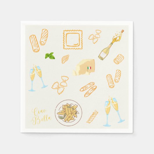 プロセッコとパスタの誕生日 スタンダードカクテルナプキン (正面)
